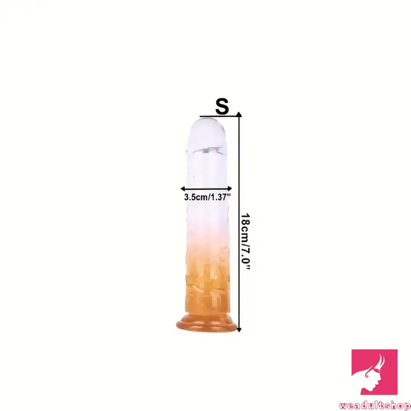 6.29in 7in 7.67in 8.46in Clear Crystal Real Cock Dildo For G-Spot Clit