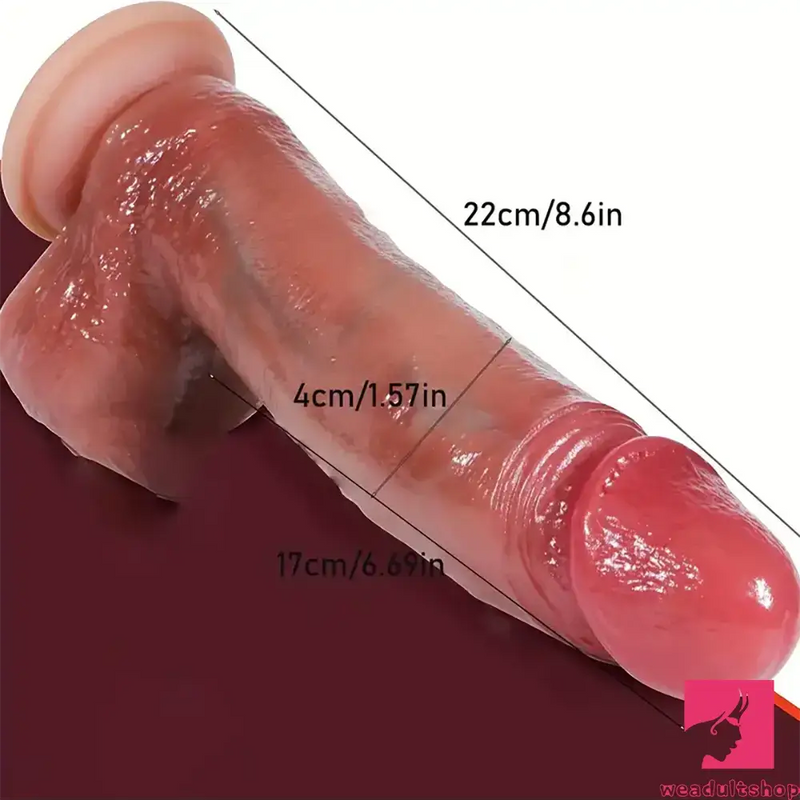 8.6in Vibrating Thrusting Big Silicone Soft Heated Dildo For Women Men