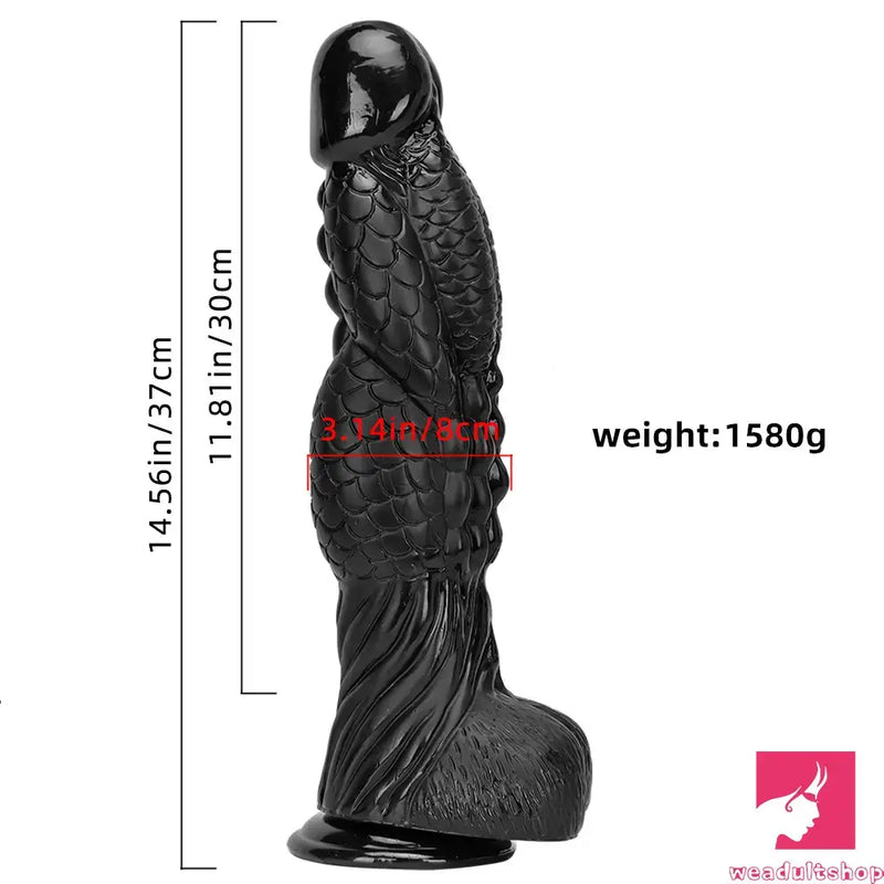 14.56in Women Big Black Thick Long Dragon Fantasy Monster Dildo