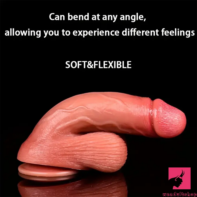 8.66in Soft Real Big Silicone Curved G Spot Dildo For Hands Free Sex