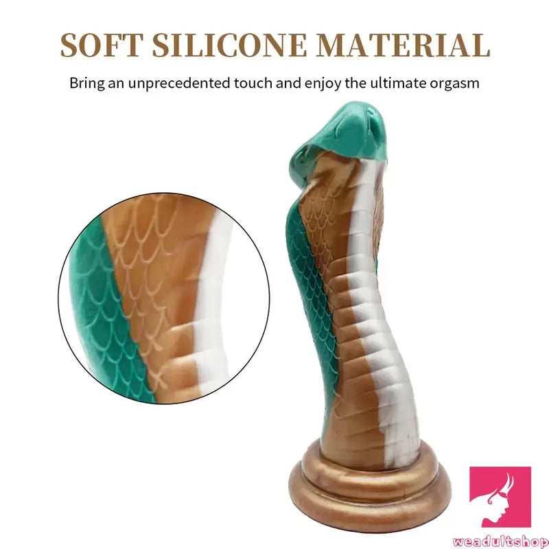 9.06in Silicone Soft Big Fantasy Snake Curved Dildo For Sex Toy