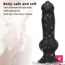 7.28in 7.48in 9.64in 10.62in 13in Big Black Silicone Dog Knotted Dildo