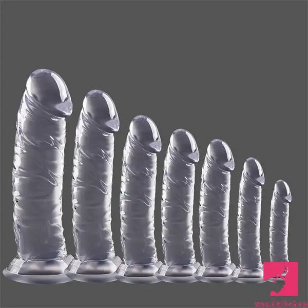 3.54in-9.84in Unisex Realistic Crystal Clear Dildo For Men Women Adult