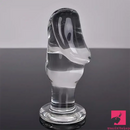 4.63in Clear Elegant Glass Crystal Dildo For Women Men With Base