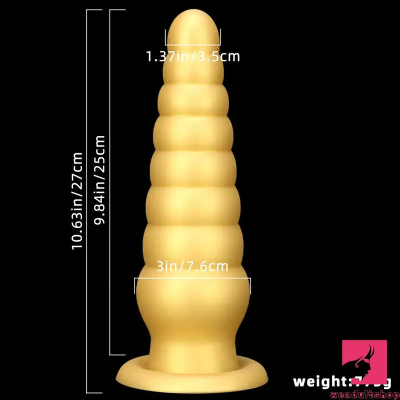 10.63in Soft Silicone Big Gold Butt Plug Dildo For Anal Expansion Orgasm