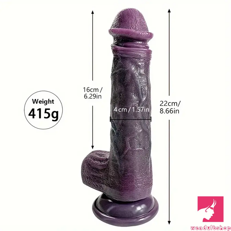 8.66in 8.74in 10.43in Big Ebony Silicone Flexible Dildo For Sex Orgasm