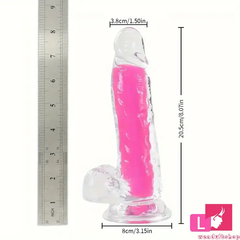 7.08in 8.07in TPE Double Layer Glow-in-the-dark Realistic Clear Dildo