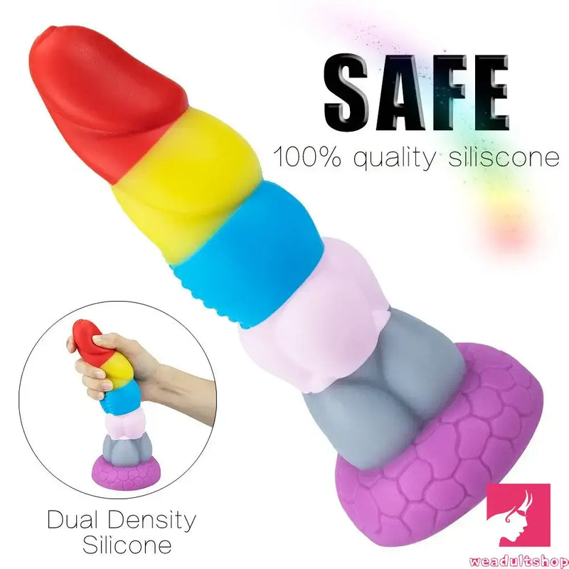 8.66in Silicone Rainbow Soft Big Dildo For Gay LGBT Vaginal Orgasm