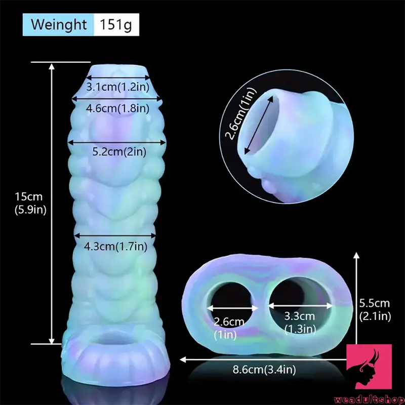 5.39in Lifelike Silicone Soft Dildo Sleeve Snake Luminous Cock Extender