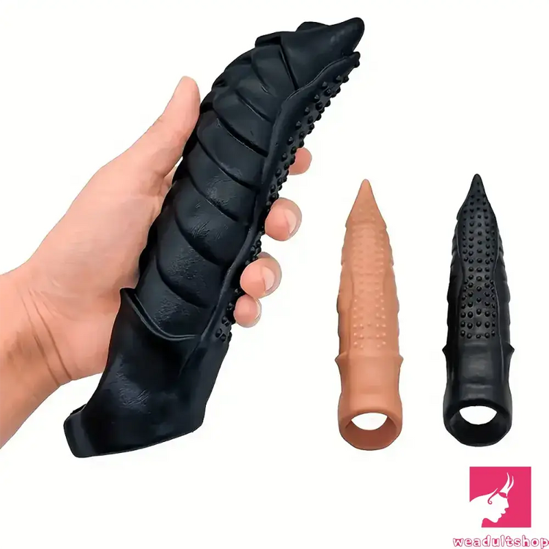 8.66in Wolf Head Silicone Cock Sleeve Big Dildo BDSM Sex Toy For Anus