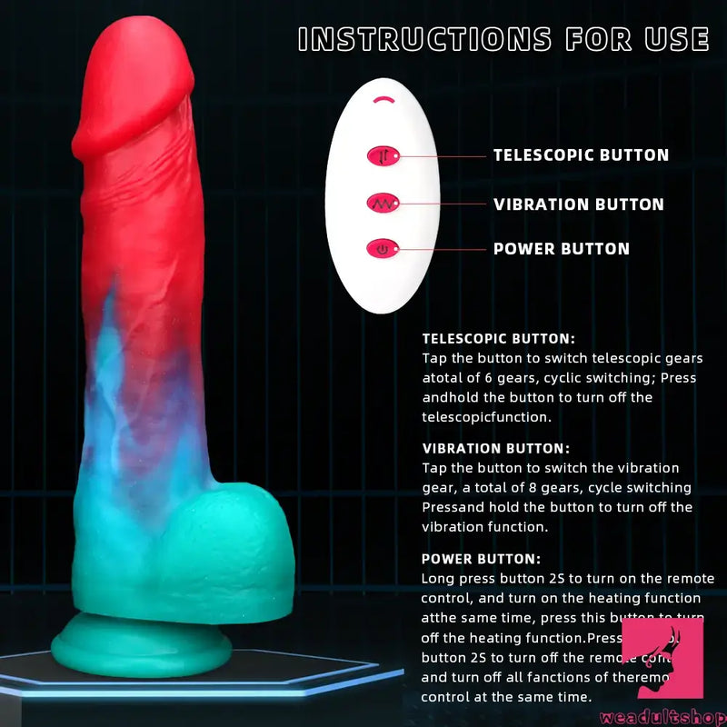 9.05in Big Smart Heating Thrusting Vibrating Remote Auto Dildo