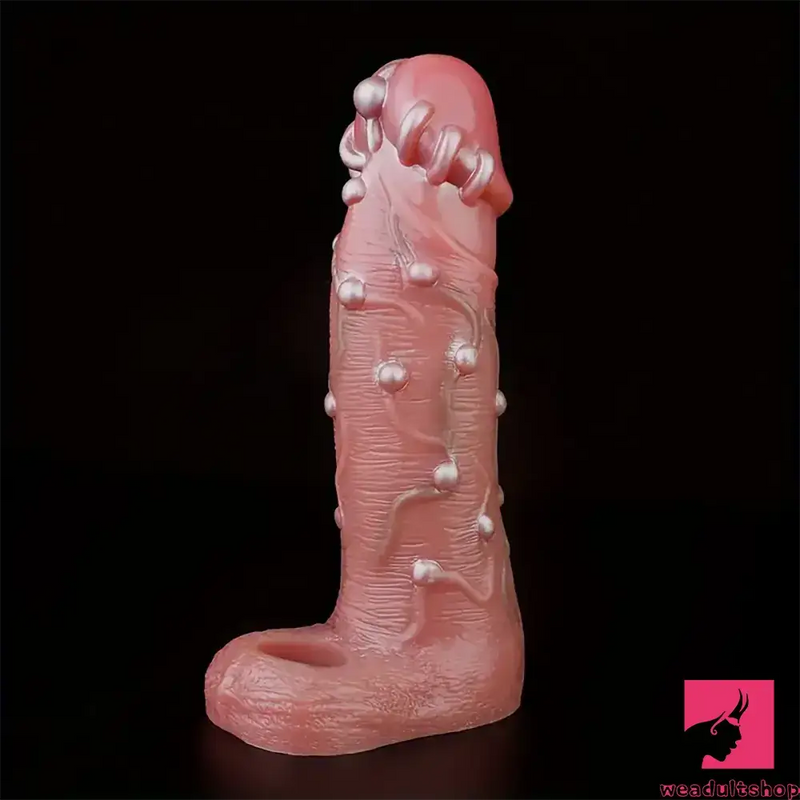 8.46in Realistic Large Silicone Soft Dildo Sleeve With Pearl Love Toy