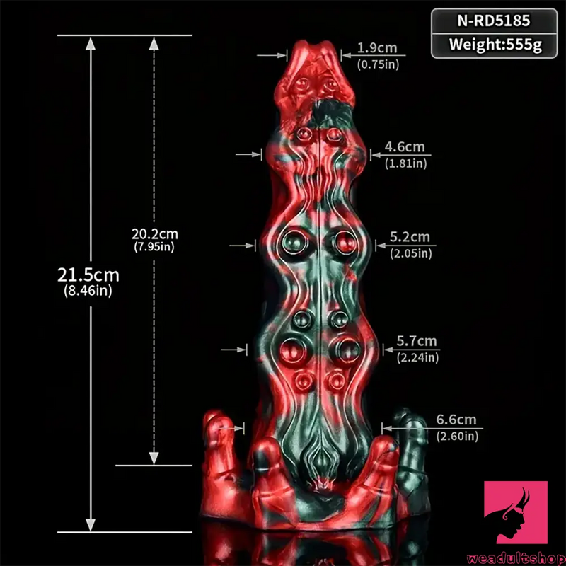 8.46in Red Devils Fantasy Big Monster Silicone Soft Dildo Adult Toy