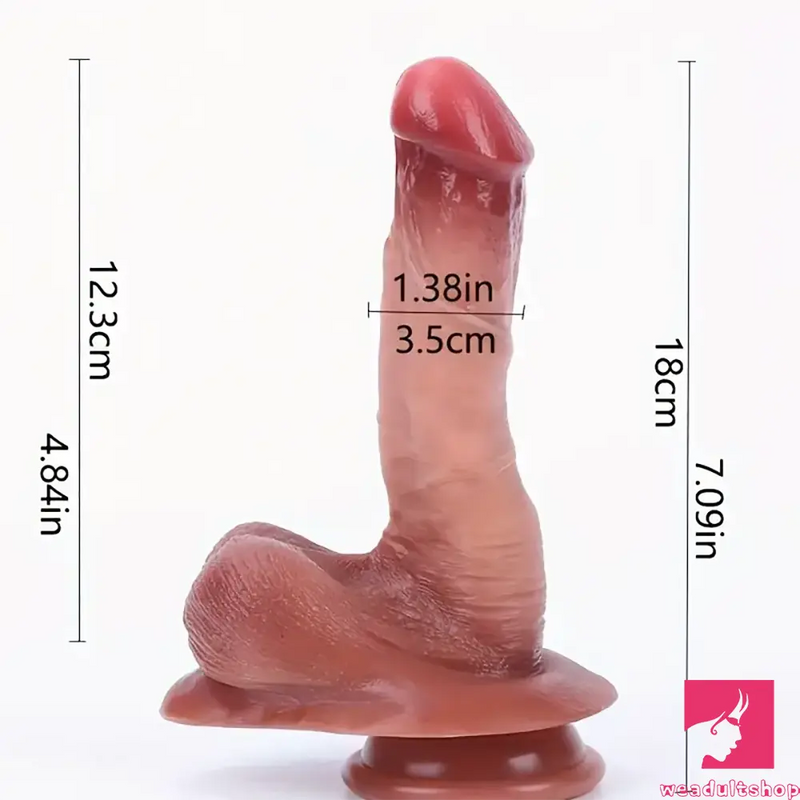 7.09in Real Feeling Skin Silicone Soft Dildo Sex Toy Anus Stimulator