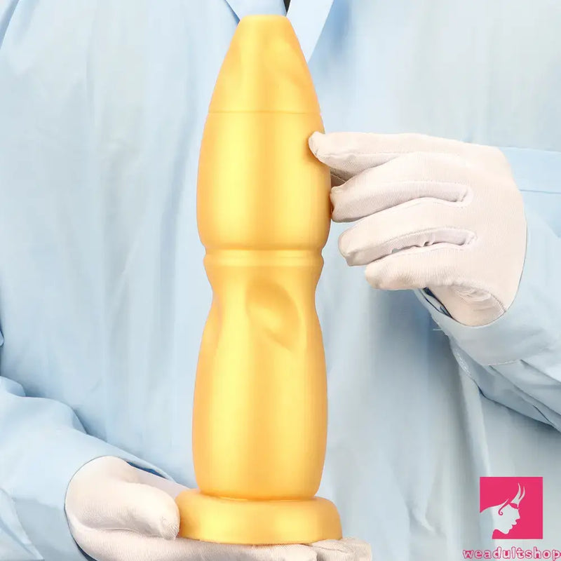 9.84in Gold Soft Liquid Big Silicone Butt Plug Dildo For Women Men