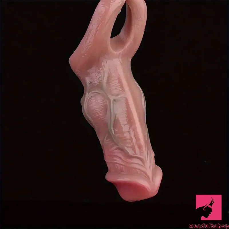 5.3in Lifelike Silicone Soft Dildo Sleeve With Big Knot Cock Extender