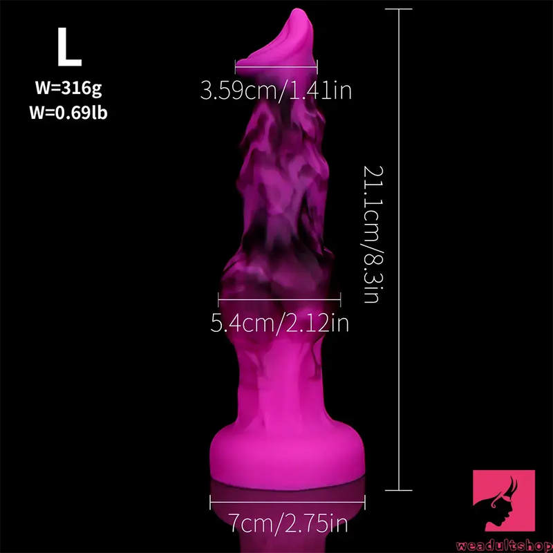 6.65in 7.63in 8.3in 9.25in 10.03in Fantasy Dog Knot Silicone Real Dildo