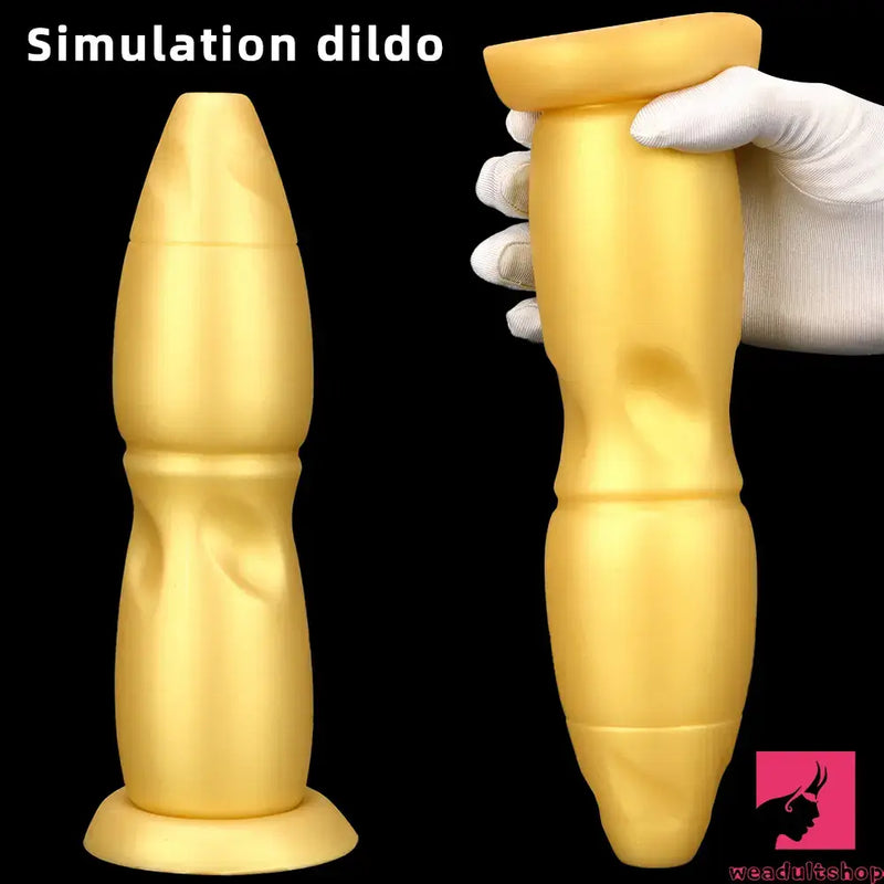 9.84in Gold Soft Liquid Big Silicone Butt Plug Dildo For Women Men