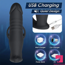 5.91in Black Auto Vibrating Thrusting APP Controlled Dildo With Penis Ring