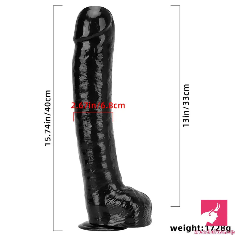 15.74in Extra Big Long Black Dildo Real BDSM Sex Toy For G spot Anus