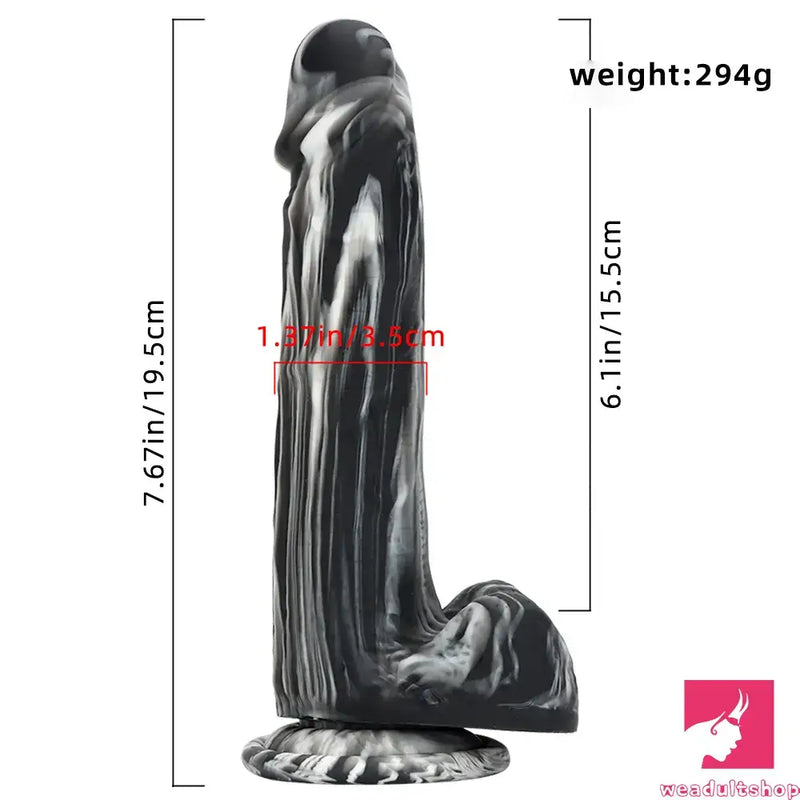 7.67in Premium Silicone Soft Mixed Color Dildo For Anus Vagina