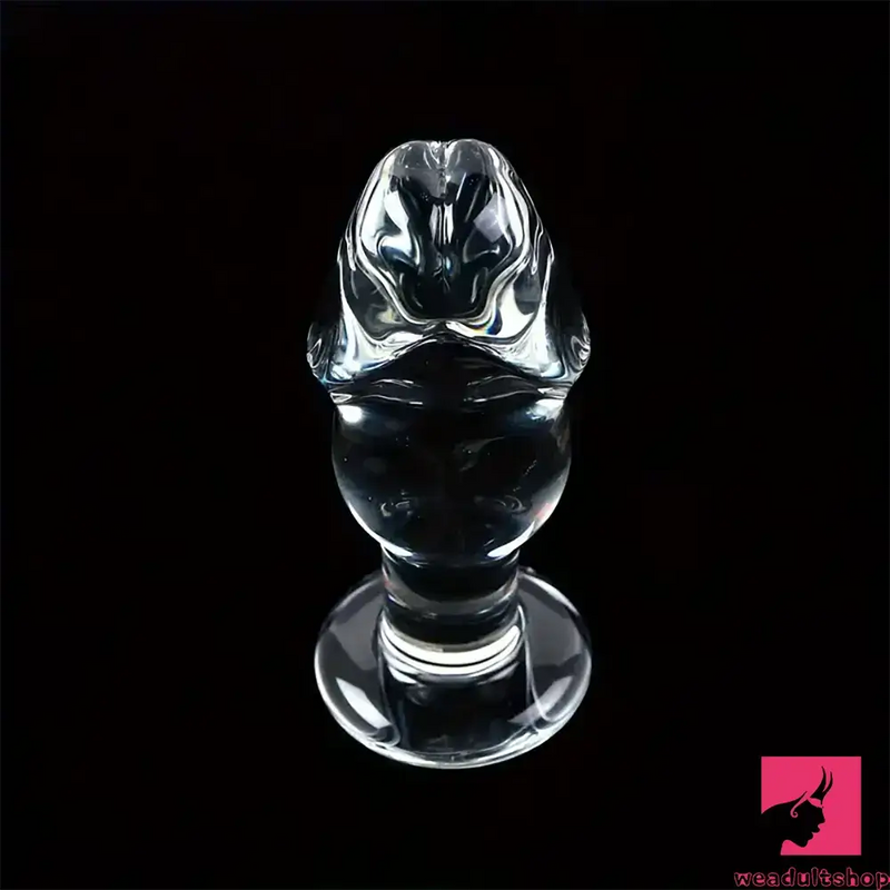 4.63in Clear Elegant Glass Crystal Dildo For Women Men With Base