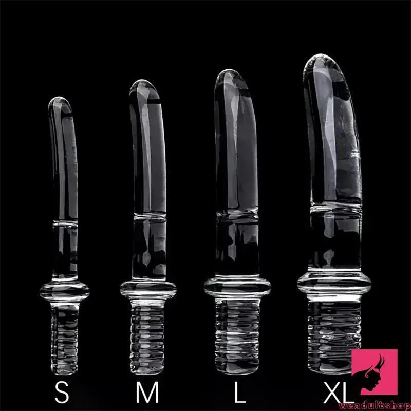 6.69in 6.88in 7.08in 7.28in Clear Glass Crystal Dildo With Handle Sex Toy