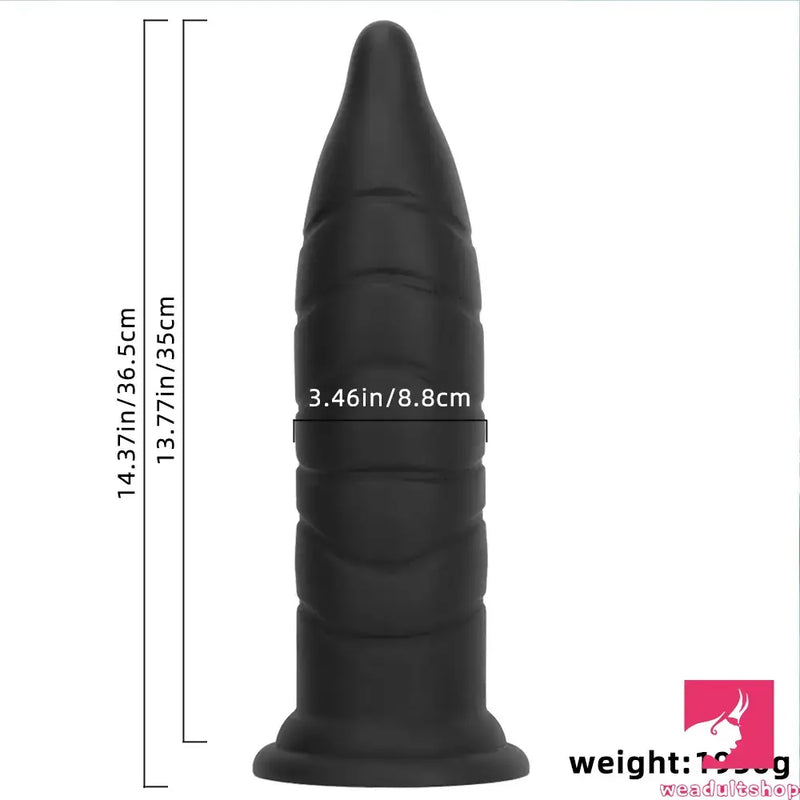 14.37in Fantasy Long Big Silicone Soft Black Dildo Anal Plug For Anus