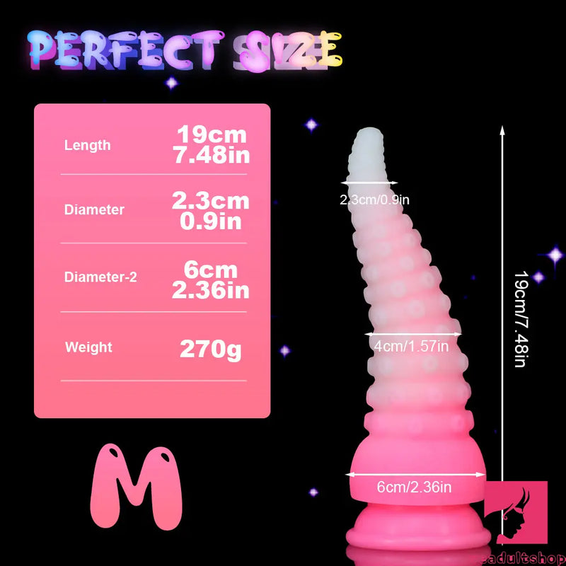 6.42in 7.48in 8.66in Fluorescent Octopus Tentacle Soft Dildo For Couple Sex