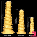 7.48in 11.02in 15in Soft Gold Silicone Spiral Spiked Big Butt Plug Dildo