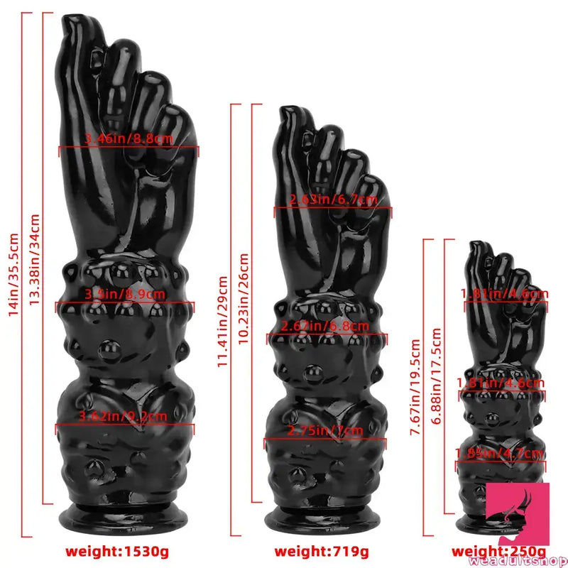 7.67in 11.41in 14in Large Thick Black Hands Fist Dildo For Vaginal Sex