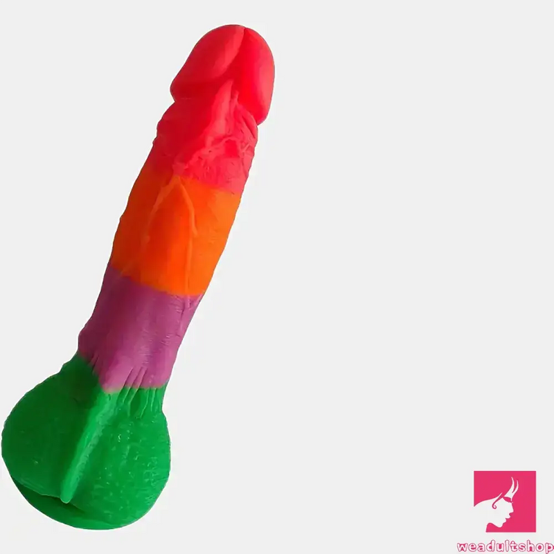 7.9in Silicone Rainbow Soft Dildo For Women Men Couple G-spot Clit