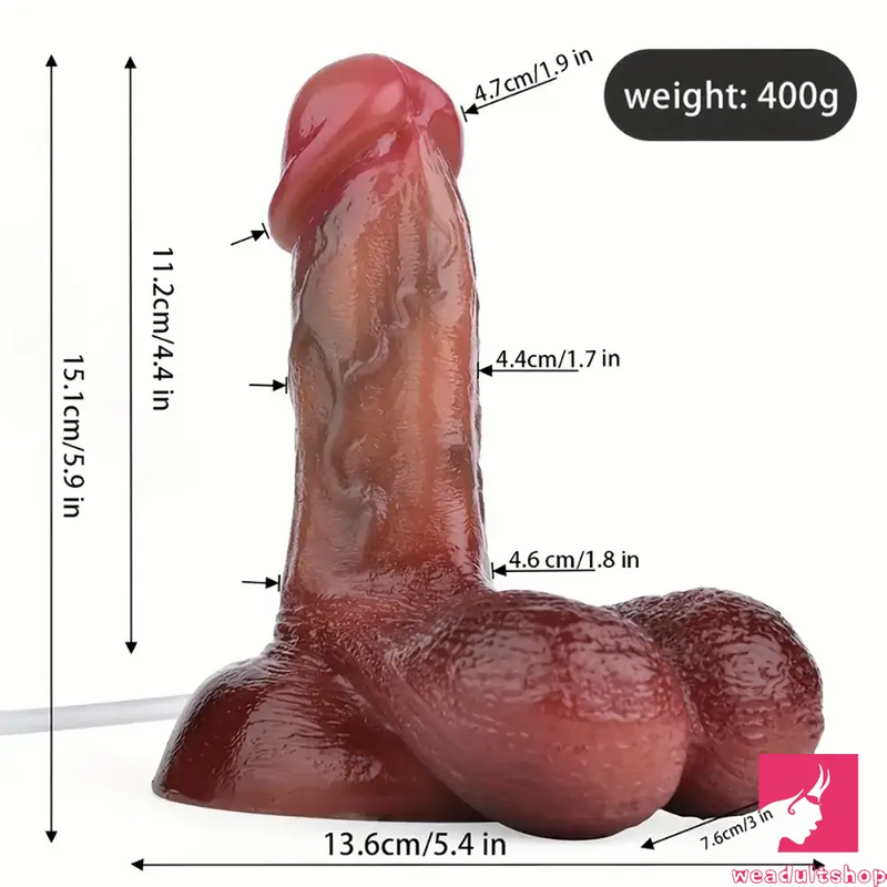 5.9in Soft Real Skin Silicone Anal Squirting Dildo With Big Testicles