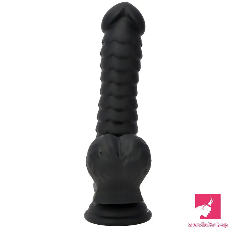 8.07in Black Fantasy Double Layer Silicone Soft Scale Caterpillar Dildo