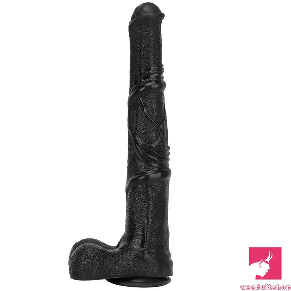 14.76in Extra Long Huge Black Soft Liquid Silicone Horse Penis Dildo