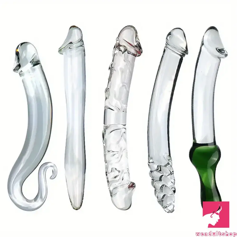 6.49in 8.26in Glass Dual Heads Dildo For Anal Vaginal Orgasm