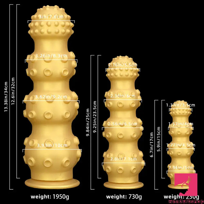 6.7in 9.84in 13.38in Gold Silicone Animal Octopus Big Butt Plug Dildo