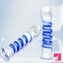 6.9in Clear Spiked Spiral Glass Dildo For Anal Vaginal Orgasm