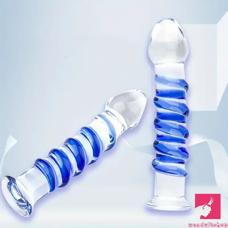 6.9in Clear Spiked Spiral Glass Dildo For Anal Vaginal Orgasm