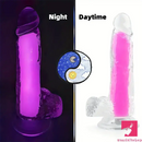 7.08in 8.07in TPE Double Layer Glow-in-the-dark Realistic Clear Dildo