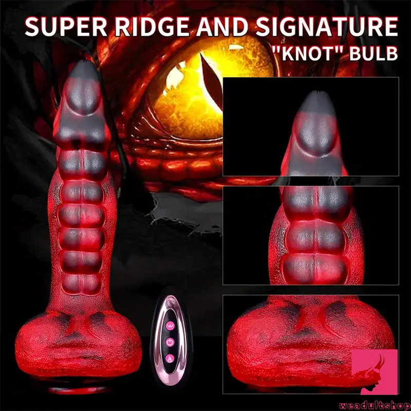 9.25in Retractable Heating Remote Control Vibrating Soft Dildo