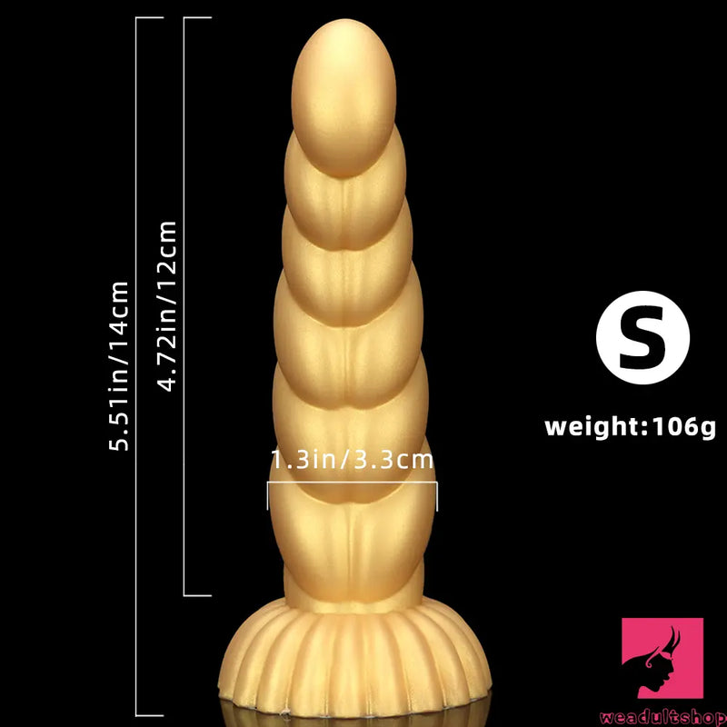 5.51in 7.87in 10.23in Gold Silicone Soft Fantasy Dildo For Anal Sex