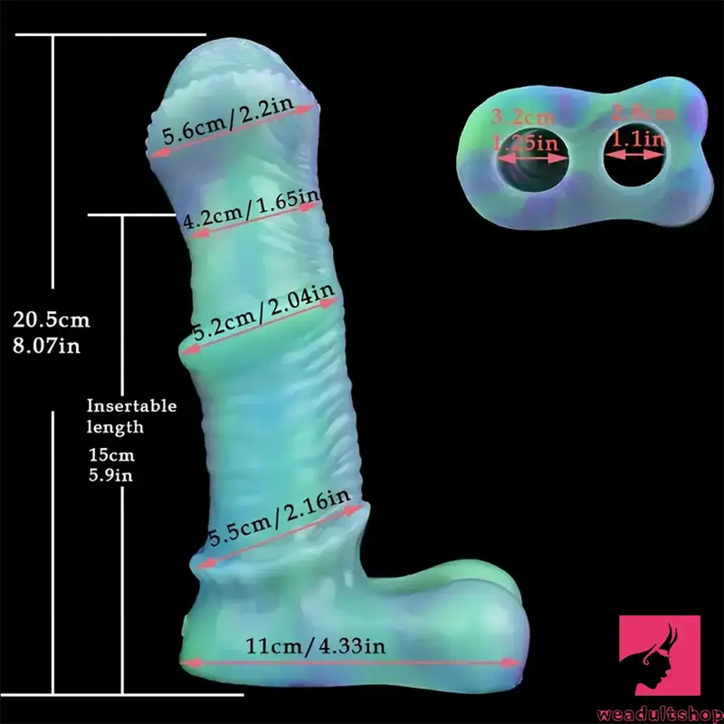 8.07in Silicone Soft Dildo Sleeve Horse Animal Luminous Cock Extender