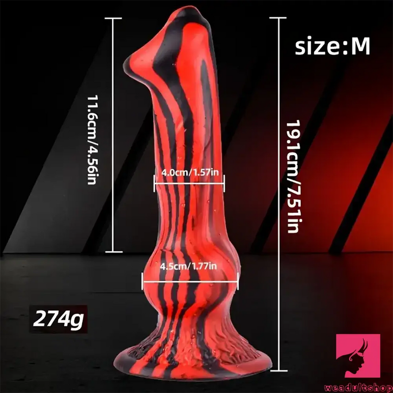 7.24in 7.51in 9.84in 10.62in 12.99in Animal Dog Cock Silicone Flexible Dildo