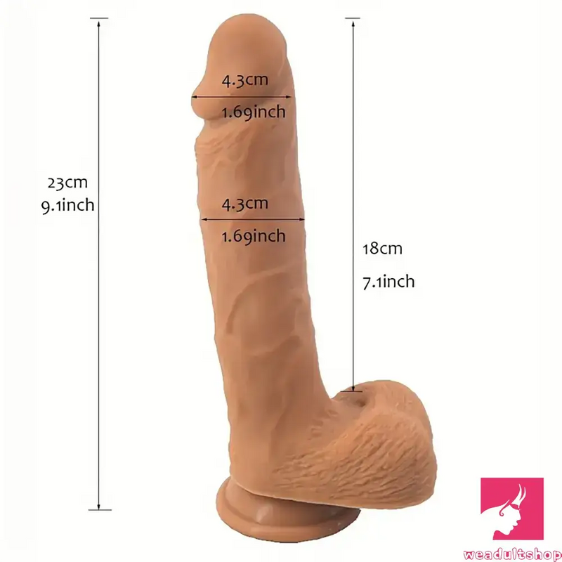 9.1in Silicone Soft Large Dual Density Strap On Dildo For Lesbian Male