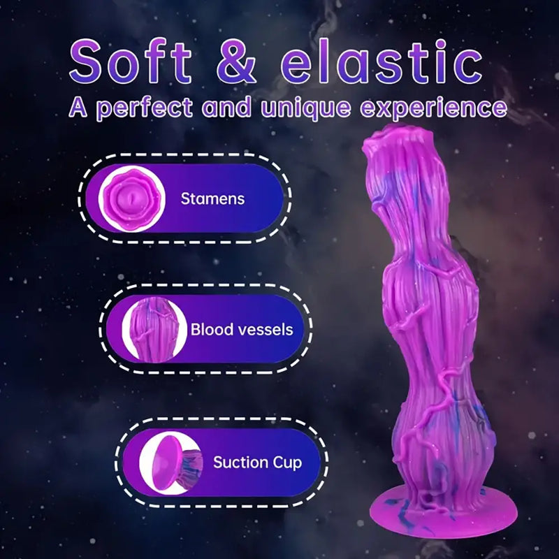 Soft Silicone Flower Rose Dragon Dual Knots Monster Dog Dildo