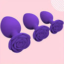 Men Women Rose Flower Silicone Butt Plugs Anal Sex Training Set