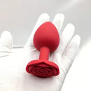 Solid Color Silicone Rose Shaped Base Silicone Anal Plug Love Toy