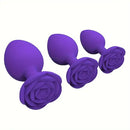 Men Women Rose Flower Silicone Butt Plugs Anal Sex Training Set