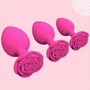 Men Women Rose Flower Silicone Butt Plugs Anal Sex Training Set